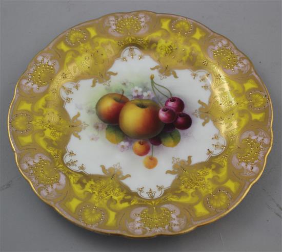 A Royal Worcester fruit painted cabinet plate, by A. Shuck, date code for 1920, 22.5cm